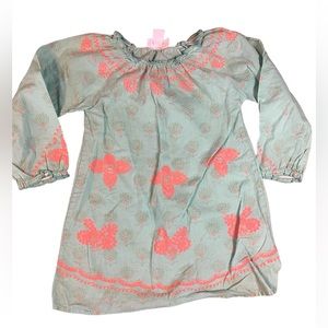 Green and coral 100% cotton toddler dress size 24 months by Little Maven